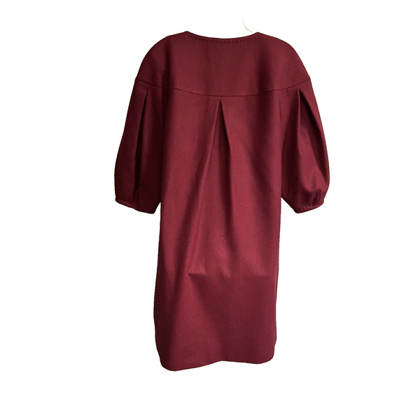 BCBG MaxAzria Burgundy Red Wool Coat Boho Retro Lady Victorian Babydoll  ~M - Picture 2 of 6